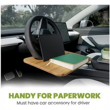 Car Steering Wheel Desk Bamboo Tray for Laptop  Food 2in1