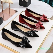 Women's Low Hidden Heel Pointed Toe Bowknot Wedding Casual Shoes Dress Pump Lady