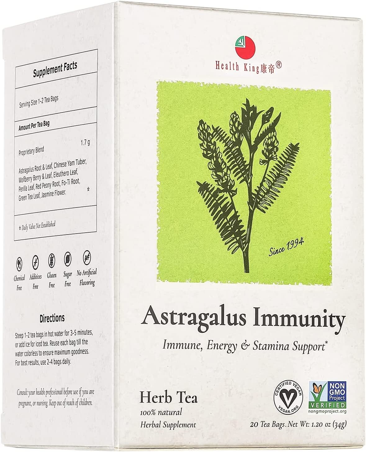 Health King Astragalus Immunity 100% Natural Herbal Suppleme
