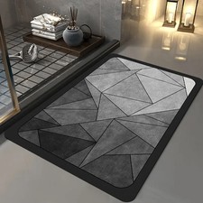 Diatomite Bath Mat Non Slip Super Absorbent Quick Dry Bathroom Rug Geometric