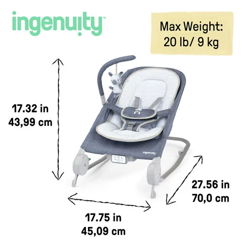 Ingenuity Happy Belly Rock-to-Bounce Massage Seat - Chambray - Picture 7 of 12