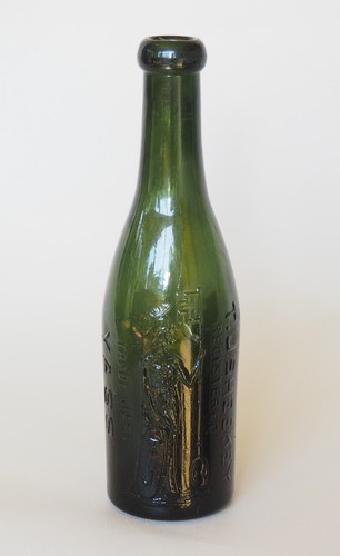 Scarce TJ Sheekey Yass 6oz Green Blob Top Bottle Embossed Woman With Key/Shield - Picture 2 of 11
