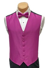 Men's Armanno Fuchsia Tuxedo Vest Bow Tie Groom Wedding Prom Medium M