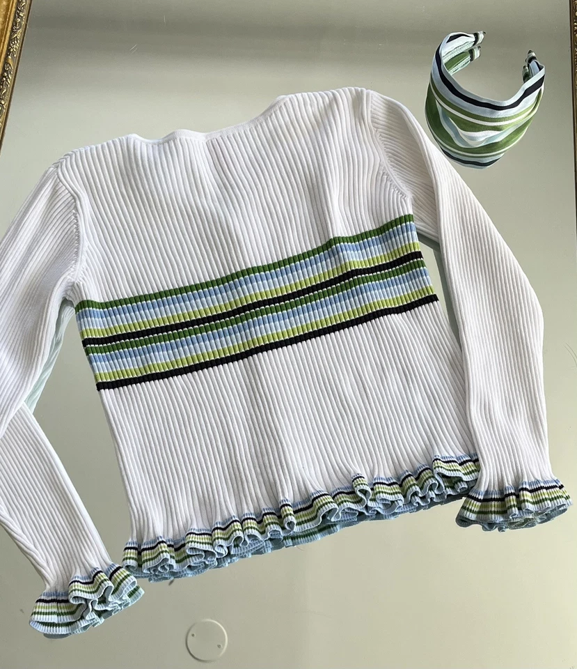 Gymboree Sz 12 HTF 2 Pc SET Knit Cardigan & Grosgrain Ribbon Headband Beautiful! - Image 2 of 4