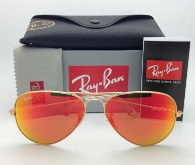 Ray-Ban Sunglasses RB 3025 Aviator 112/69 62-14 Gold Frames Orange