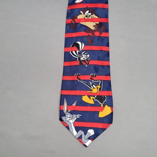 Looney Tunes Mania Tie Blue Bugs Daffy Pepe Le Pew Taz Marvin The Martian 1995 - Picture 7 of 11