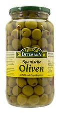 Delicatessen Dittmann Spanish Green Olives filled with Paprika Paste, 900 g
