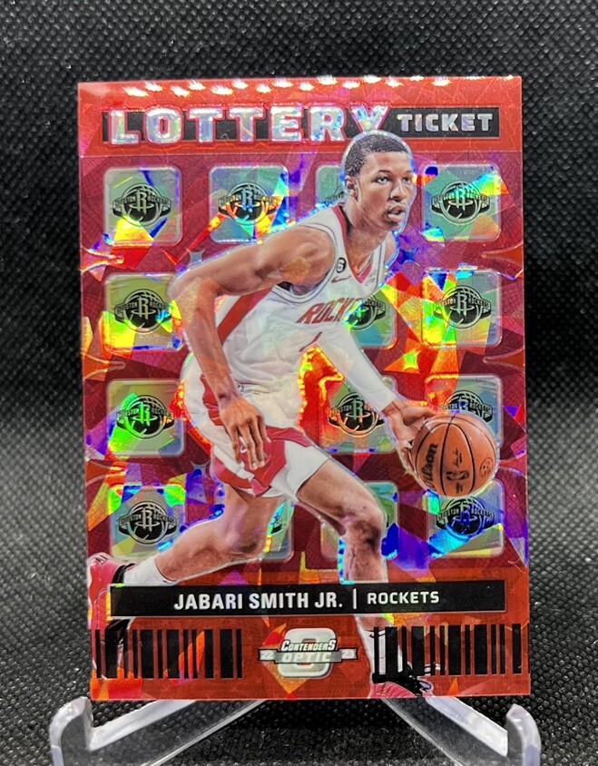 2022-23 Contenders Optic Jabari Smith Jr. Lottery Ticket RC Red Cracked Ice