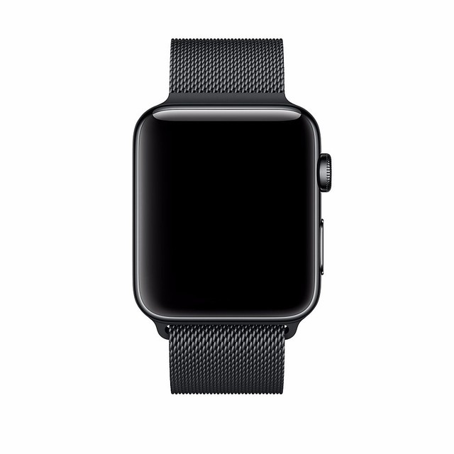 space black stainless steel case with black sport band
