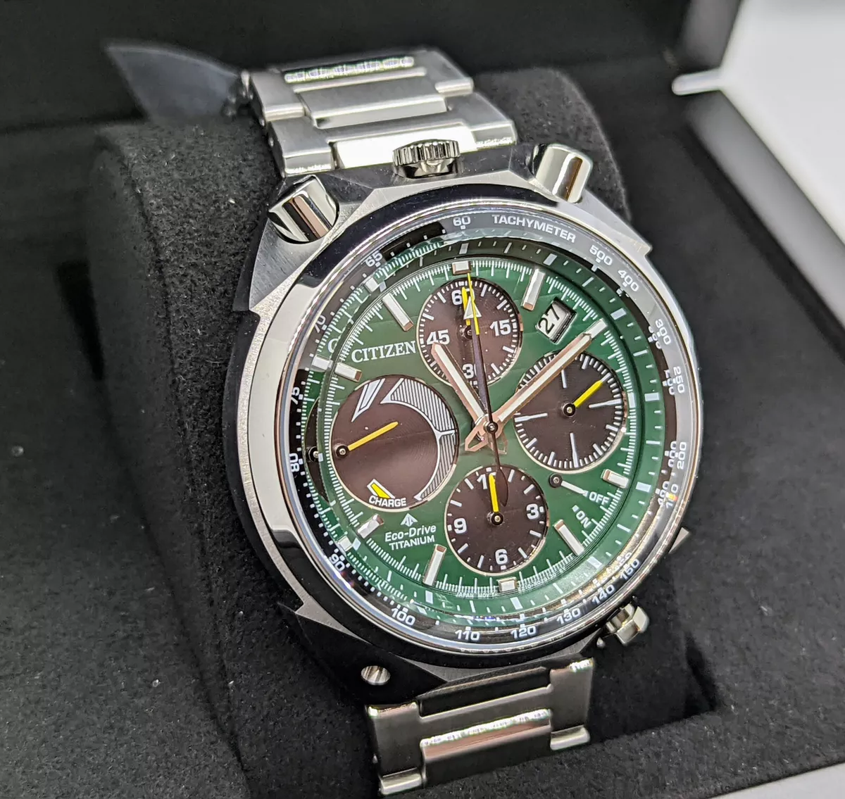 Citizen Promaster AV0081-51X Tsuno Titanium Green Dial Sapphire Racer Watch