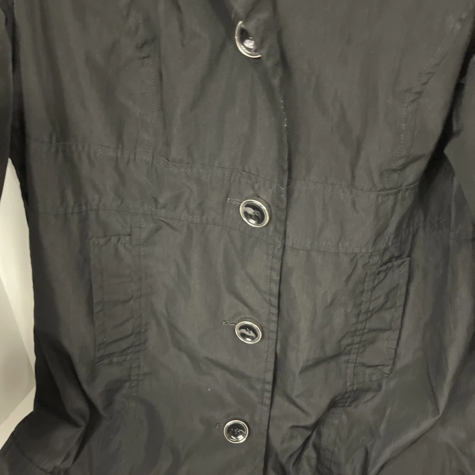 Relativity женщин XL черный полиэстер кнопка вверх Midi Тренч подержанный - Изображение 3 из 4