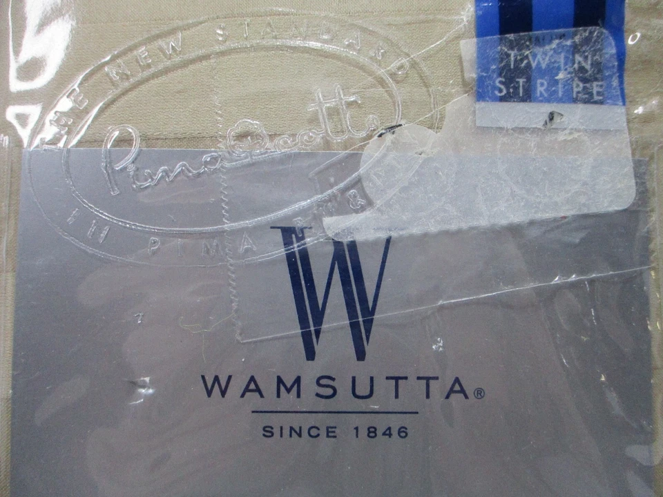 Wamsutta Twin BedSkirt Beige Damask Stripe 15” Drop 500 Thread Pima Cotton 39X75 - Image 3 of 4