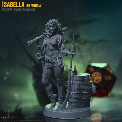 Claymore 1:32 54mm DnD Isabella The Widow Curse of the Drowned Crew D&D Fantasy
