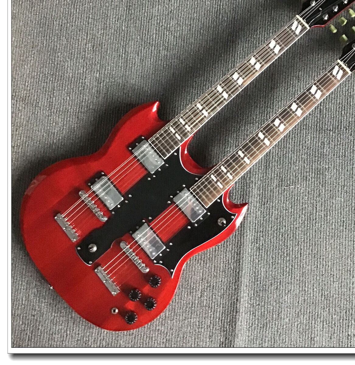 Red Double Neck Electric Guitar 12+6 Strings High End Finish Red Double Neck Electric Guitar 12+6 Strings High End Finish