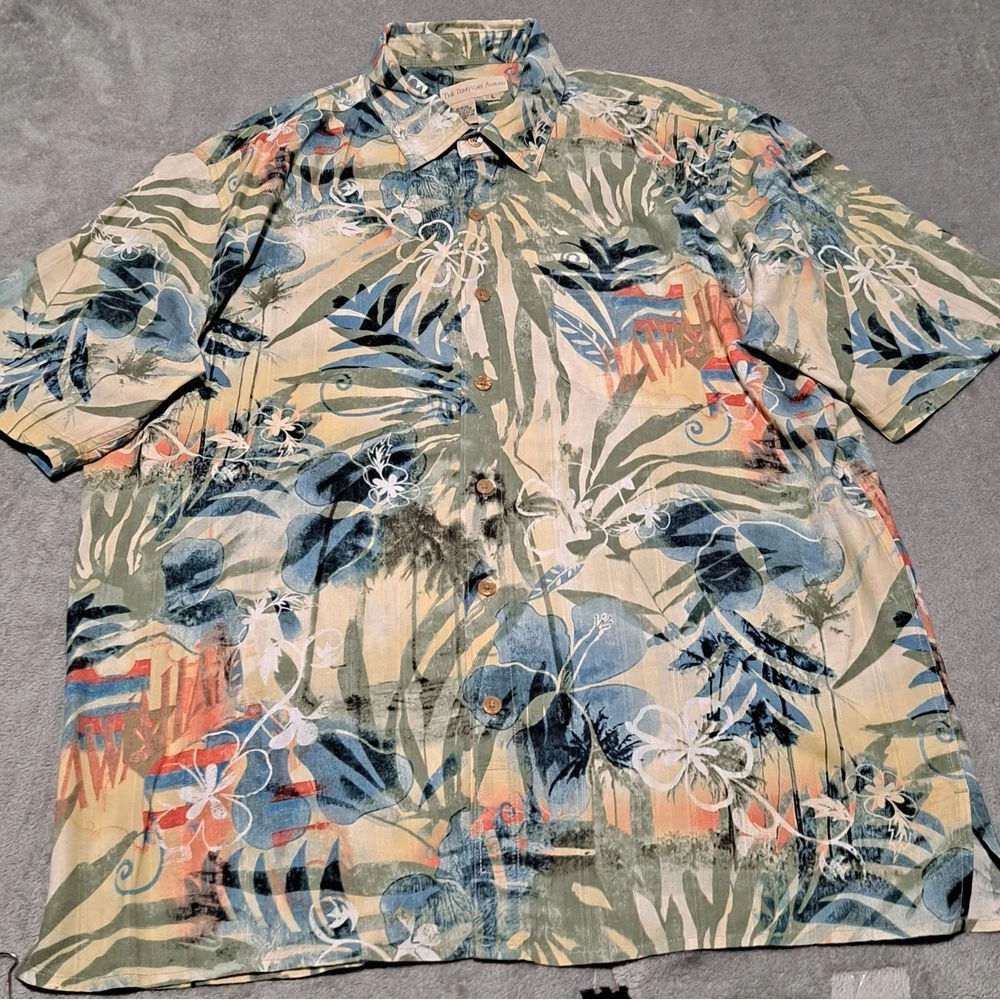The territory ahead floral shirt Hawaiian cotton short sleeve colorful men's L