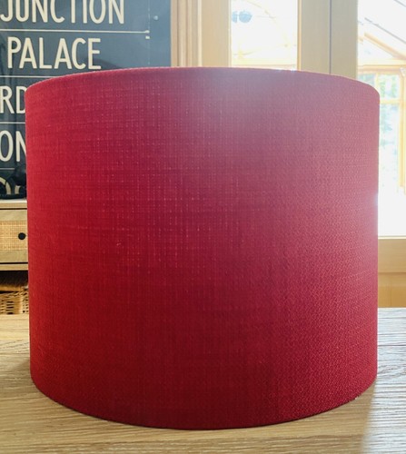 SALE LAMPSHADE PLAIN LINEN LOOK FABRIC RED 25CM DRUM LAMP OR CEILING - Picture 2 of 3