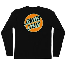 Santa Cruz OTHER DOT LONG SLEEVE Skateboard T Shirt BLACK w/ORANGE/MINT Dot
