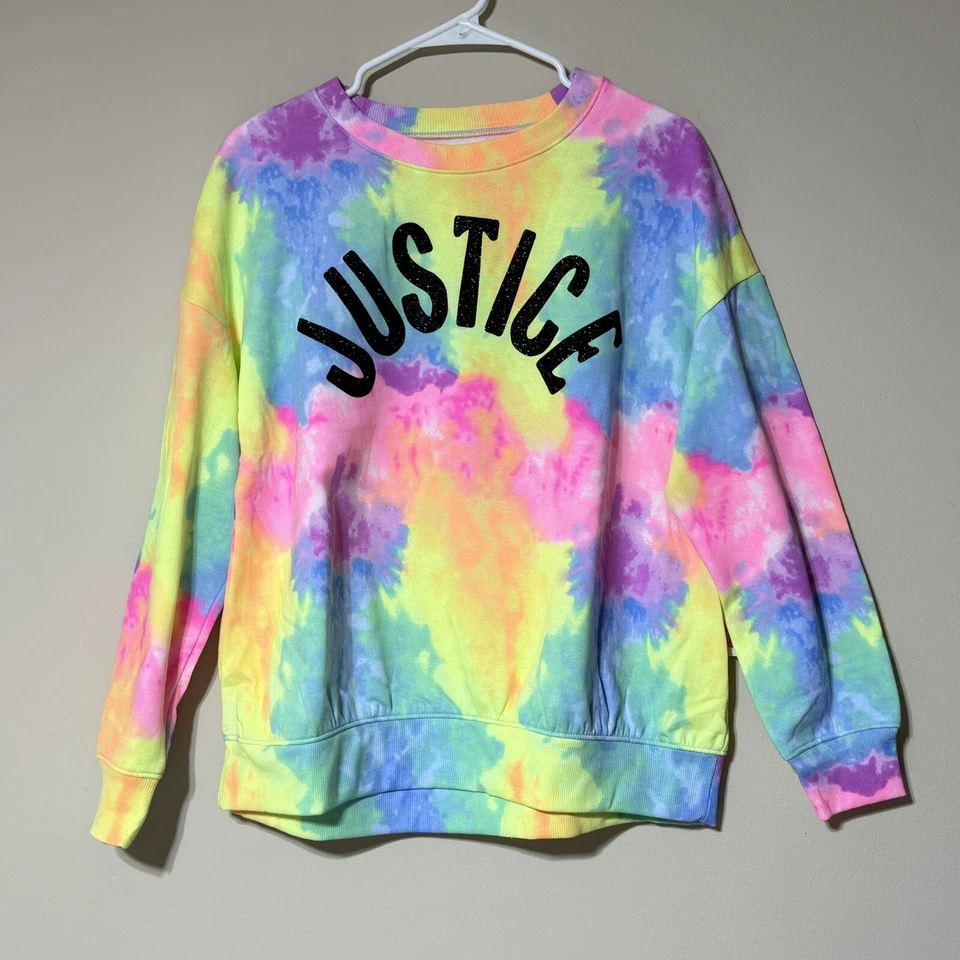 Girls Justice Outfit Size 16. NWT! Tie Dye Sweatshirt And Black Cargo Jeans. - Image 2 of 4