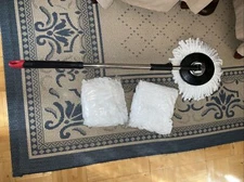 Spin Mop Handle Pole Floor Mop 360° Rotating Cleaning Tools +2 Free Mop Heads 