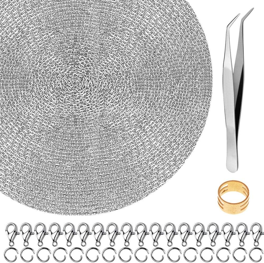 50 Feet Stainless Steel Chains for Jewelry Making,  Jewelry Chain Bulk Small Met