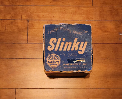 1940's Vintage Early James Original Slinky Toy Blue Box Clifton