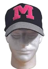 Justice M Baseball Hat Girls OS black silver Glitter Adjustable Strapback Cap