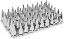 60PCS 33mm Chrome Plastic Spiked Lug Nut Covers Screw-On for Semi Truck