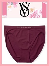 NEW Victoria s Secret Soft Seamless Brief Panty Logo Size S Kir Burgundy NWT