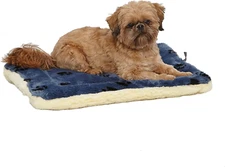 Reversible Paw Print Pet Bed in Blue / Cream, Dog Bed Measures 23.5L X 17W X 2.8