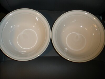 Lot of 2 Vintage Corner Stone by Corning Green Trim Serving Bowl 8.5''x2.5''