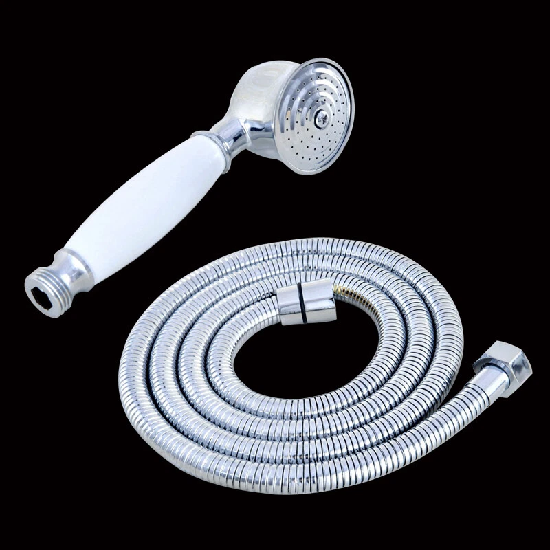 Polished Chrome Bathroom Ceramics HandHeld Shower Head +1.5m Shower Hose Kx115