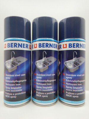 3x Berner Edelstahl Pflege Reinigung Pflegespray Edelstahlplegespray Reiniger