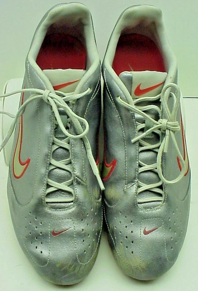  Zapatos de golf NIKE para mujer plateados metálicos/naranja de cuero 314048-002 talla 9 EE. UU. Foto 3 de 4