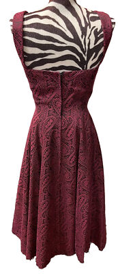 Vintage Grenelle Estevez Brocade Halter Style Twirl Flare Dress Dark Pink  Black | eBay