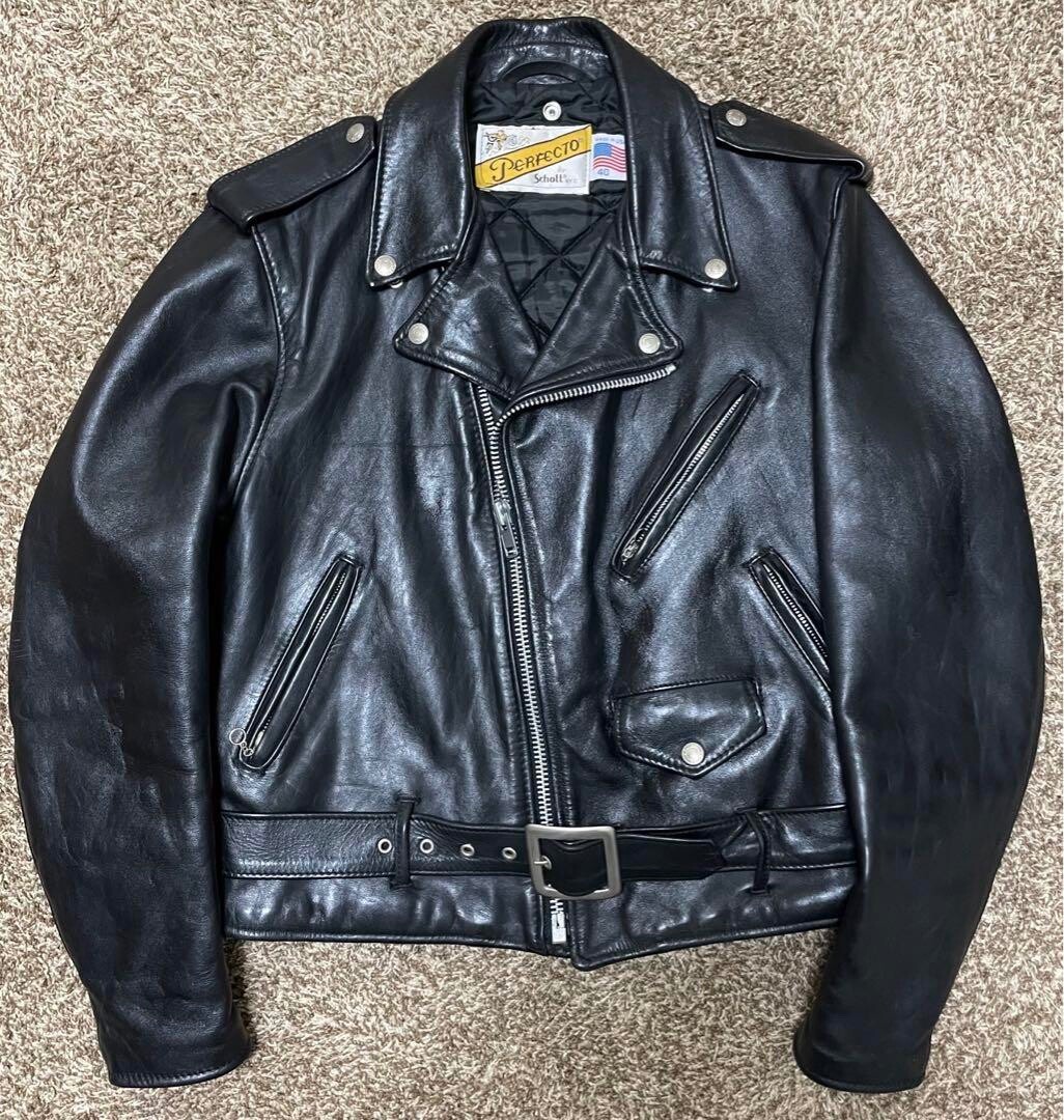 極上革質　Schott Perfecto レザージャケット 40 バイカー米国製 Schott Perfecto Double Leather Riders Jacket Size 40 Made in USA