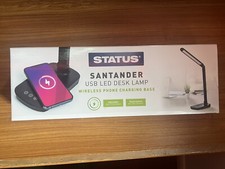 Image of STATUS Toledo Led Desk Lamp USB- Wireless Phone Charging Base Black ST-50 New!!
