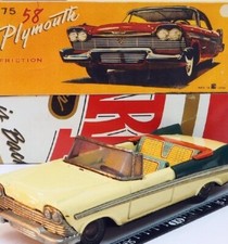 BANDAI 50s Plymouth Fury Convertible TIN TOY Friction W/Copy Box F/S FEDEX