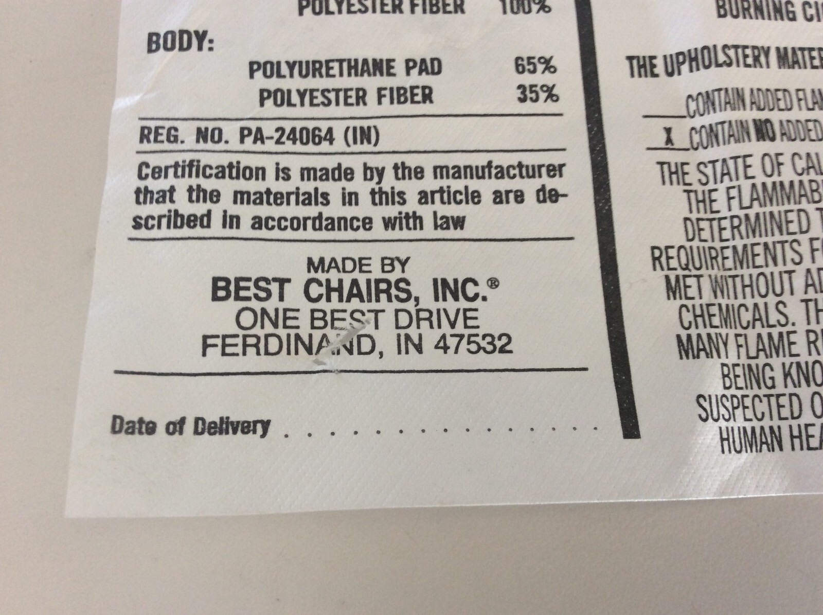 5/8 SQUARE RECLINER HANDLE PREOWNED BEST CHAIRS INC. **FREE SHIPPING