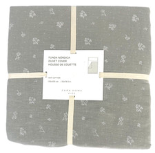 Copripiumino Zara Home Kids 135x200 grigio stampa fiori 100% cotone NUOVO