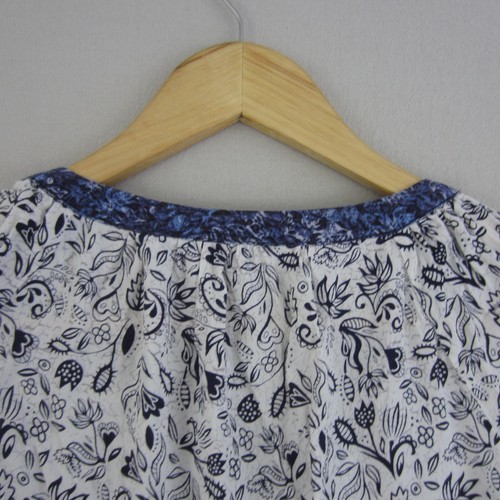 Life & Style Dress Womens 14 White Blue Floral Boho Peasant Flowy Coast Beach - Picture 6 of 15