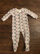 NWT Juicy Couture Pink Purple Heart Fleece Footed Footsie Pajamas PJs-2T- 62