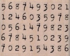 Numbers Set 2 1/2 x 2" Rubber Stamp, Mixed Media, Background