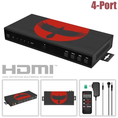 4-Port HDMI Multiviewer UHD Video Switcher 4K 60Hz HDCP 2.2 1x Audio Extraction