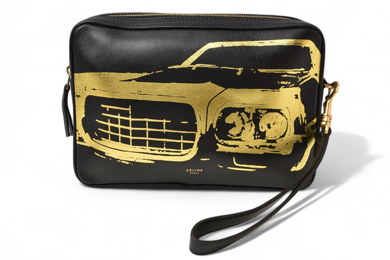 C翻转式Celine马纹印花黑金小号手拿包