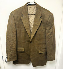 Lauren Ralph Lauren Brown Tweed Wool Herringbone Blazer 42S Flat Front