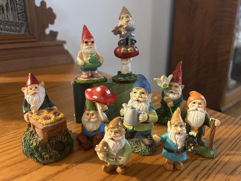 Collection Lot 9 Resin Fairy Garden Miniature Gnome Elf Figures
