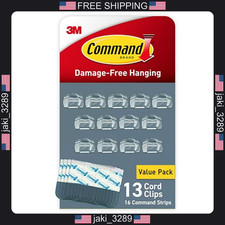 Command round cord clips 13 clear damage-free hanging cable clips with 16 strips 1.45 per strip