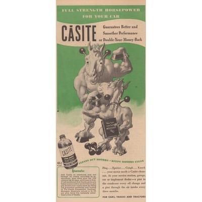 1945 Print Ad Casite Motor Treatment Horsepower Illustration Cars Trucks Tractor