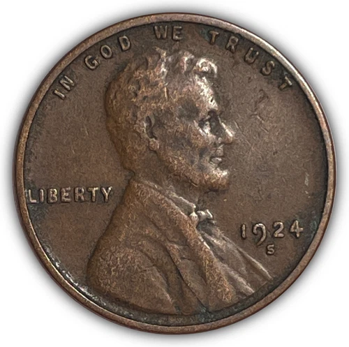 1924-S Lincoln Wheat Cent Extremely Fine XF Coin, Details #24239