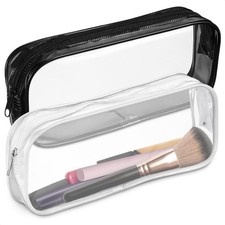 Small Makeup Bag 7.78"L x 1.37"W x 3.15"H, Clear Bags 2 Pcs 